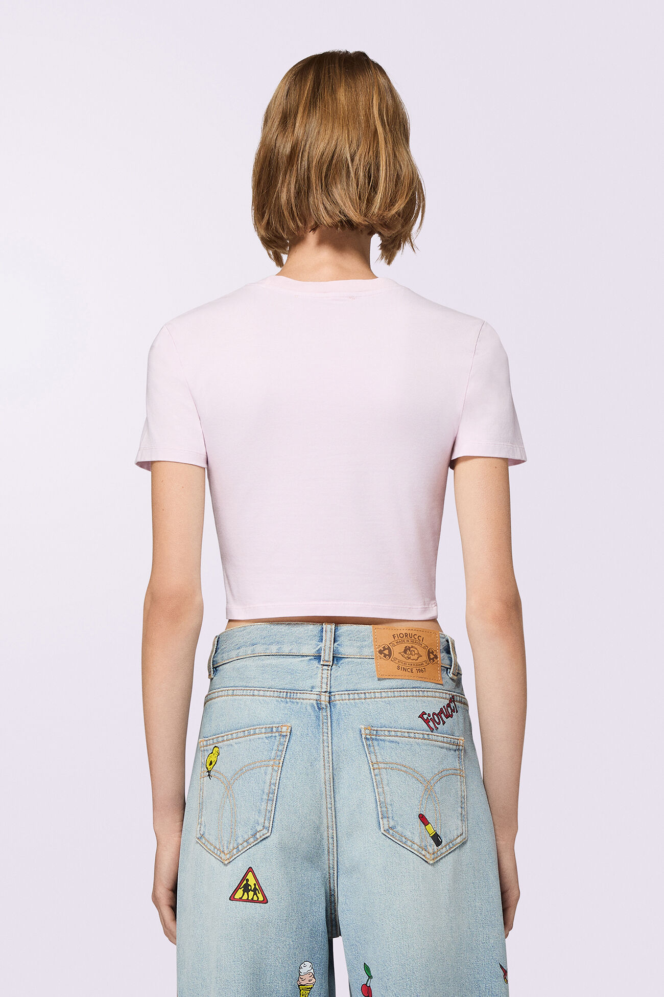 Angels Patch Cropped T-Shirt Pink